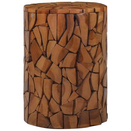 Tabouret Mosaïque Marron Bois De Teck Solide