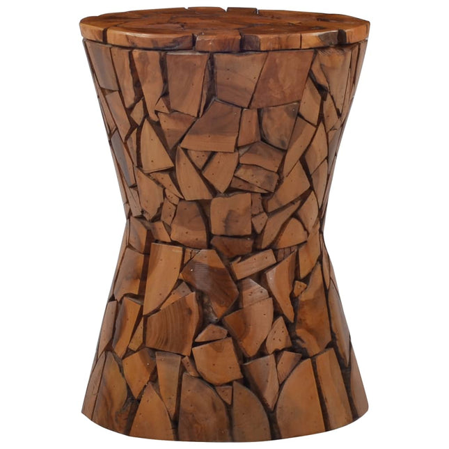 Tabouret Mosaïque Marron Bois De Teck Solide