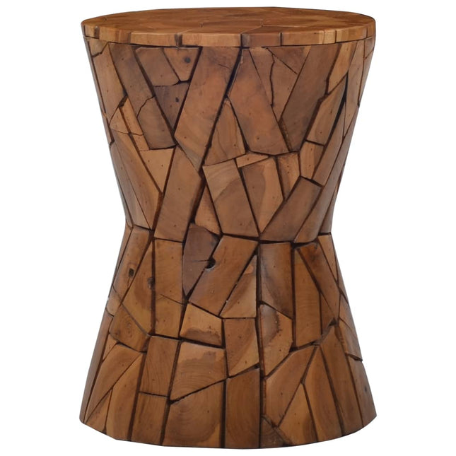 Tabouret Mosaïque Marron Bois De Teck Solide
