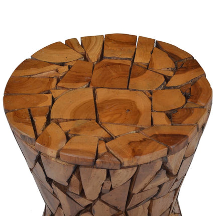 Tabouret Mosaïque Marron Bois De Teck Solide