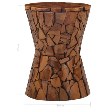 Tabouret Mosaïque Marron Bois De Teck Solide