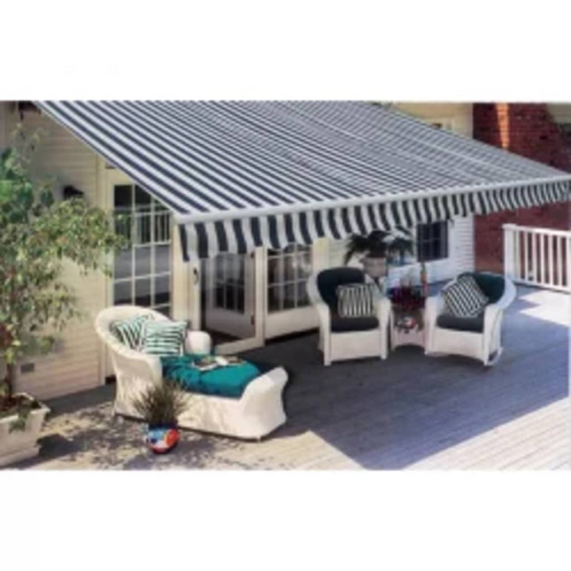Auvent Pliable Motorisé 600 Cm Bleu/Blanc
