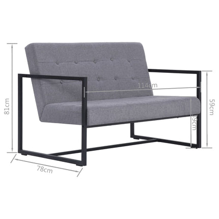 Sofa À 2 Places Avec Accoudoirs Acier Et Tissu