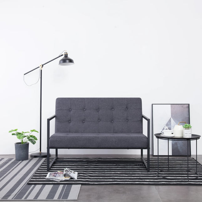 Sofa À 2 Places Avec Accoudoirs Acier Et Tissu