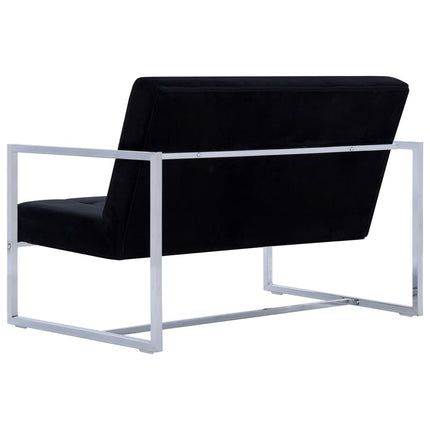 Canapé 2 Places Avec Accoudoirs Chrome Et Velours