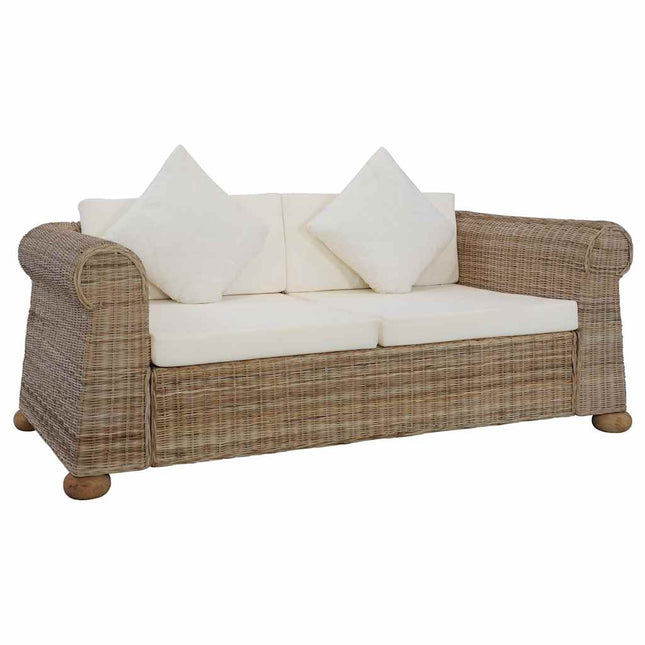 Ensemble De Canapés Avec Coussins 2 Pcs Rotin Naturel