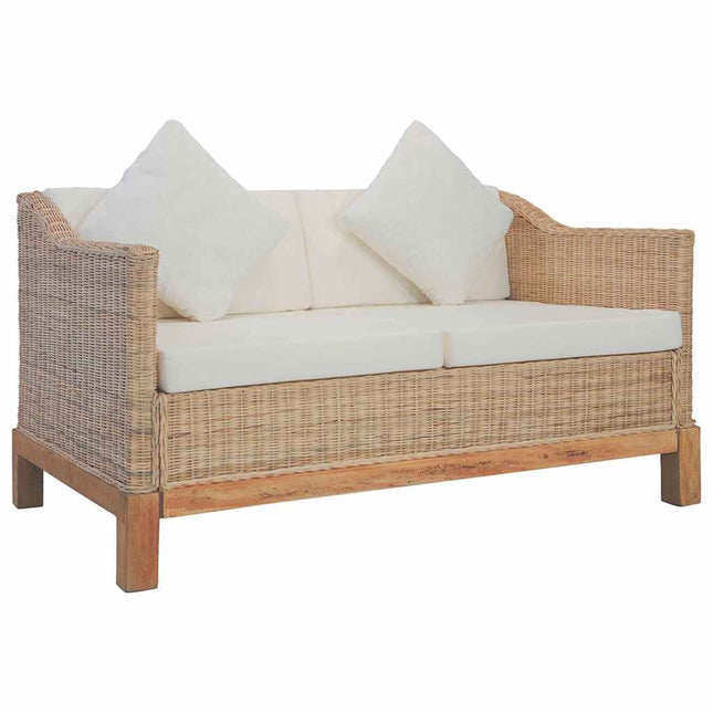 Ensemble De Canapés 2 Pcs Avec Coussins Rotin Naturel