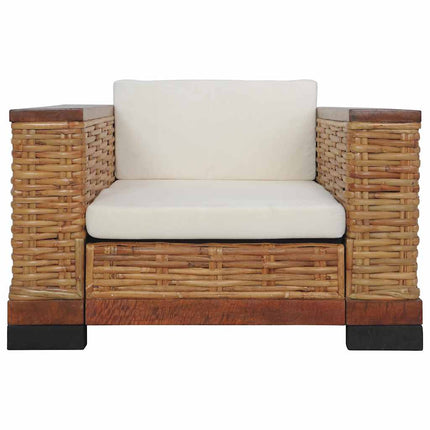 Fauteuil Avec Coussins Marron Rotin Naturel