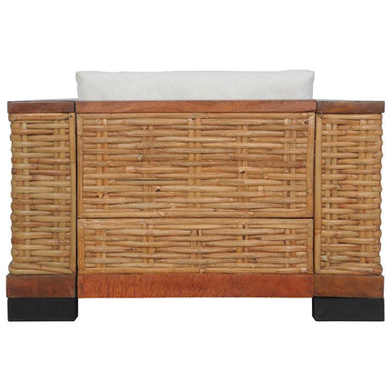 Fauteuil Avec Coussins Marron Rotin Naturel