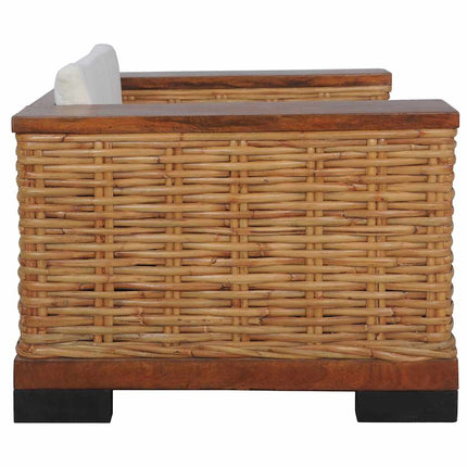 Fauteuil Avec Coussins Marron Rotin Naturel
