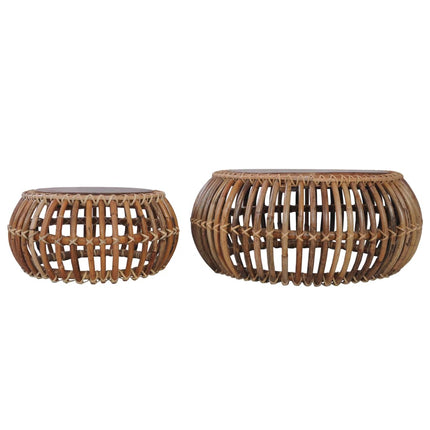 Tables Basses 2 Pcs Rotin Naturel