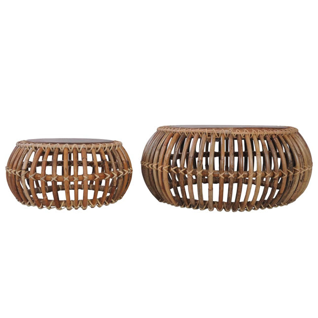Tables Basses 2 Pcs Rotin Naturel