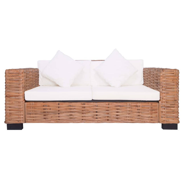 Ensemble De Canapés De Jardin 2 Pcs Avec Coussins Rotin Naturel