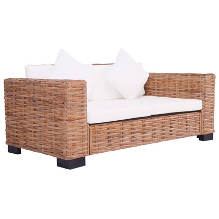 Ensemble De Canapés De Jardin 2 Pcs Avec Coussins Rotin Naturel