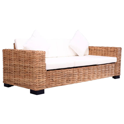 Ensemble De Canapés De Jardin 2 Pcs Avec Coussins Rotin Naturel