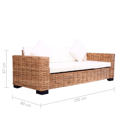 Ensemble De Canapés De Jardin 2 Pcs Avec Coussins Rotin Naturel