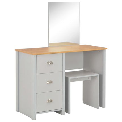 Coiffeuse Avec Miroir Et Tabouret Gris 104X45X131 Cm