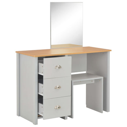 Coiffeuse Avec Miroir Et Tabouret Gris 104X45X131 Cm