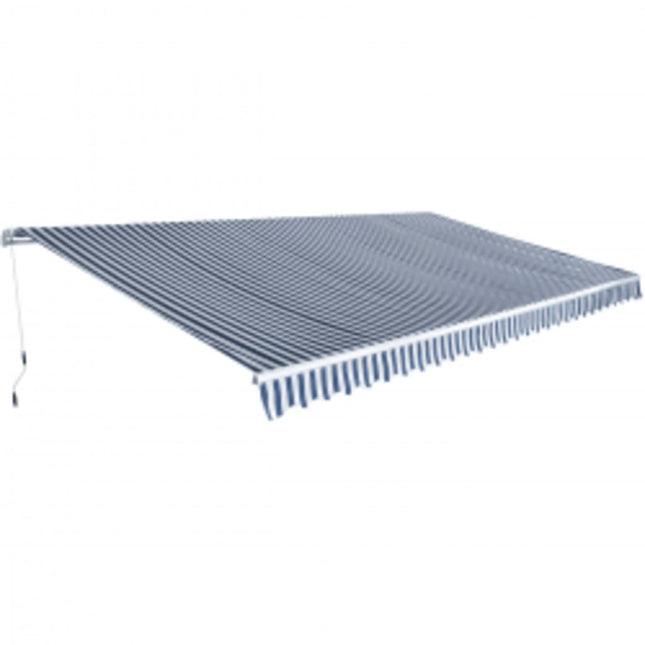 Auvent Pliable Manuel 600 Cm Bleu/Blanc