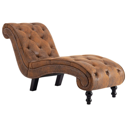 Chaise Longue Marron Similicuir Daim