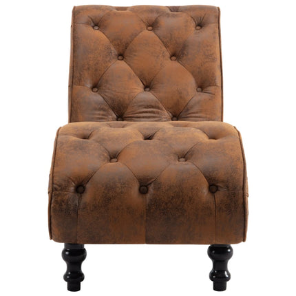 Chaise Longue Marron Similicuir Daim