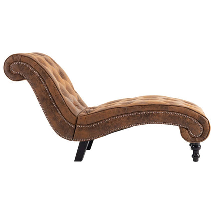 Chaise Longue Marron Similicuir Daim