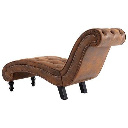 Chaise Longue Marron Similicuir Daim