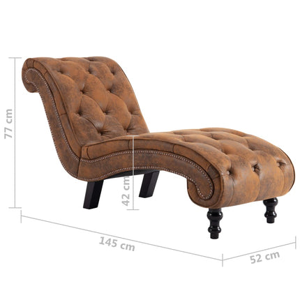Chaise Longue Marron Similicuir Daim