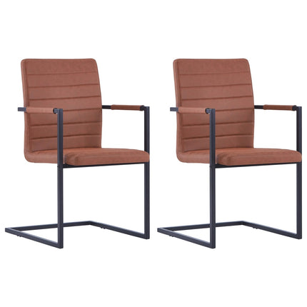 Chaises À Manger Cantilever Lot De 4 Marron Similicuir