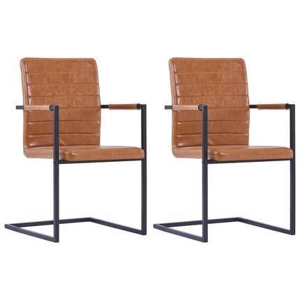 Chaises À Manger Cantilever Lot De 4 Marron Similicuir