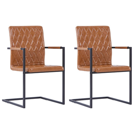 Chaises À Manger Cantilever Lot De 4 Marron Similicuir
