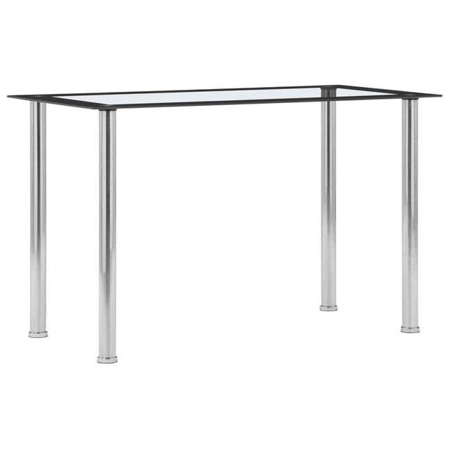 Table À Manger Noir Et Transparent 120X60X75 Cm Verre Trempé