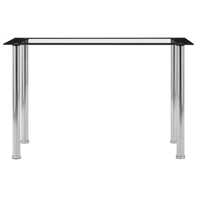 Table À Manger Noir Et Transparent 120X60X75 Cm Verre Trempé