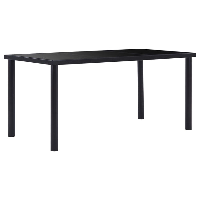 Table À Manger Noir Verre Trempé