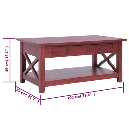 Table Basse 100X55X46 Cm Bois D'acajou Massif