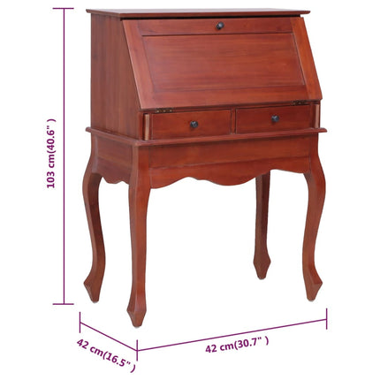 Bureau Secrétaire 78X42X103 Cm Bois D'acajou Massif