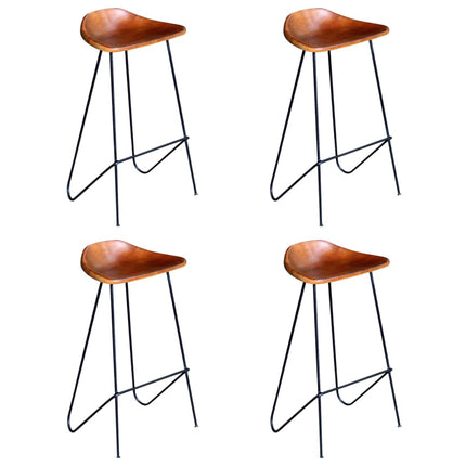 Chaises De Bar Lot De 2 Noir Et Cuir Véritable