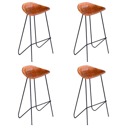 Chaises De Bar Lot De 2 Noir Et Cuir Véritable