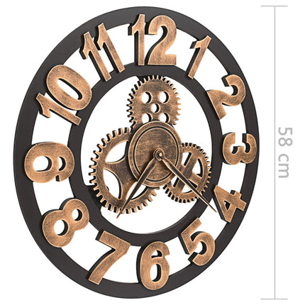 Horloge Murale Métal 58 Cm Doré Et Noir