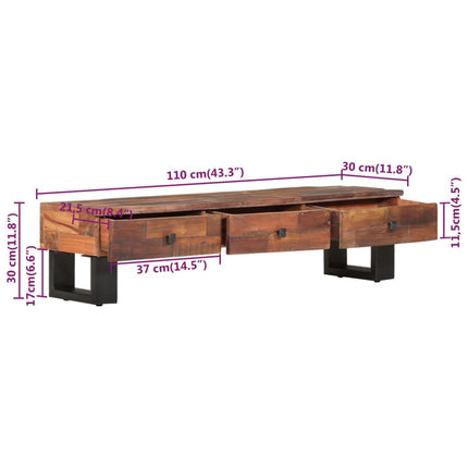 Meuble Tv 110 X 30 X 30 Cm Bois De Récupération Massif