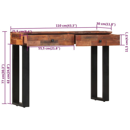 Table Console 110X30X76 Cm Bois De Récupération Massif