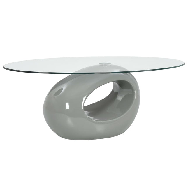 Table Basse Avec Dessus De Table En Verre Ovale Brillant