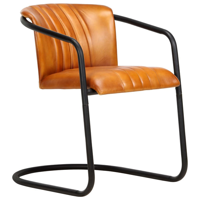 Chaises À Manger Lot De 2 Brun Roux Cuir Véritable