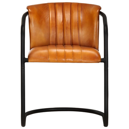 Chaises À Manger Lot De 2 Brun Roux Cuir Véritable