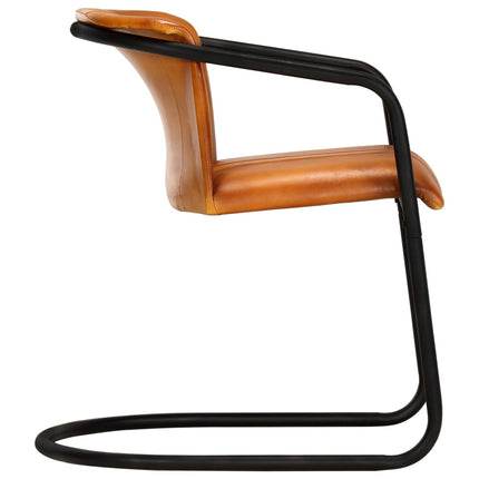 Chaises À Manger Lot De 2 Brun Roux Cuir Véritable