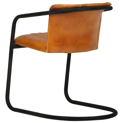 Chaises À Manger Lot De 2 Brun Roux Cuir Véritable