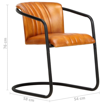 Chaises À Manger Lot De 2 Brun Roux Cuir Véritable