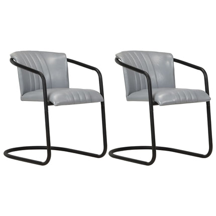 Chaises À Manger Lot De 2 Brun Roux Cuir Véritable