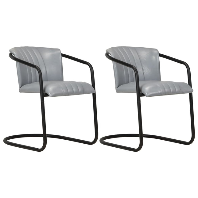 Chaises À Manger Lot De 2 Brun Roux Cuir Véritable