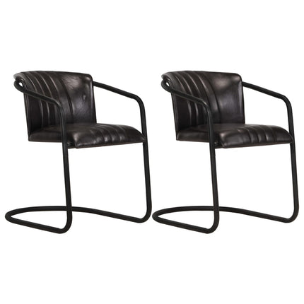 Chaises À Manger Lot De 2 Brun Roux Cuir Véritable